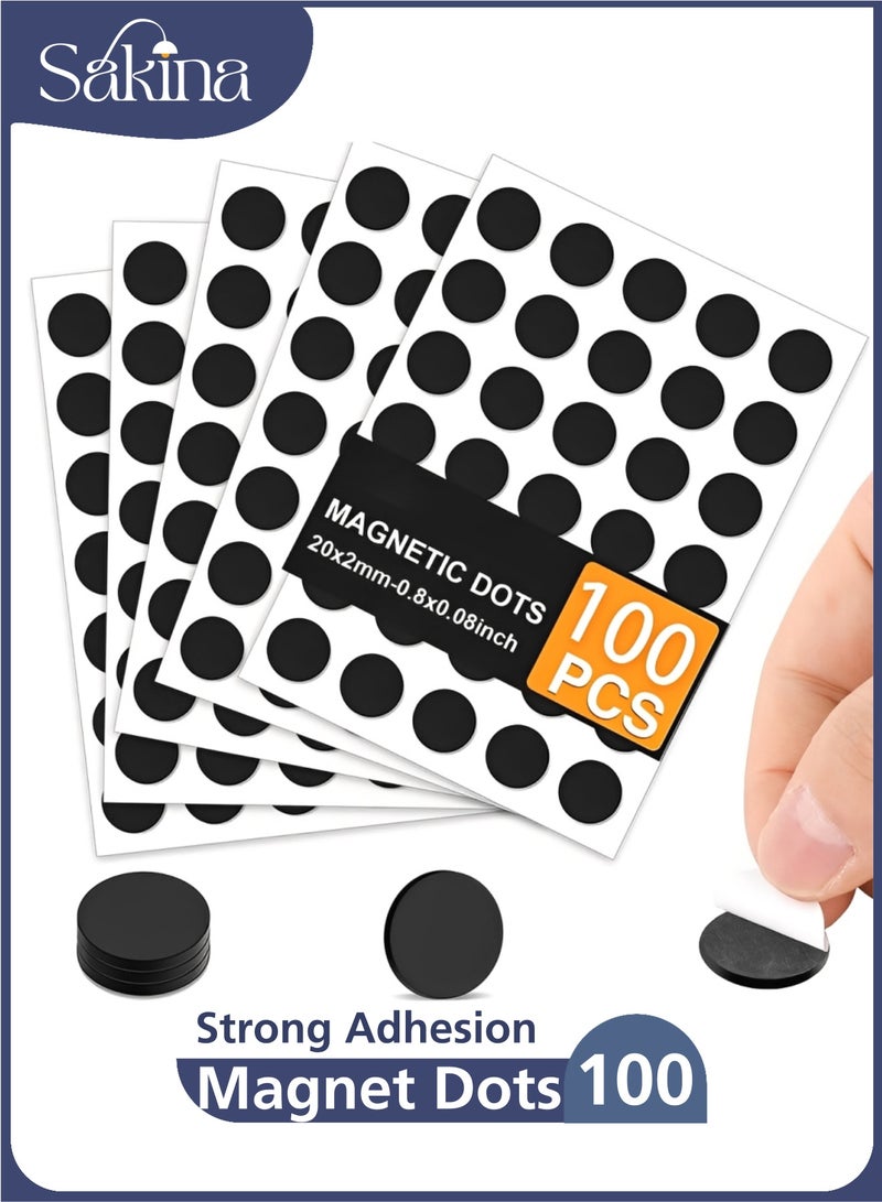 Sakina 100 Pcs Self-Adhesive Magnet Dots 20mm x 2mm Flexible Magnetic Circles with Strong Adhesive, Durable Sticky Round Magnets for Crafts, DIY, Office & Home Use, Easy to Peel & Stick - Image 1